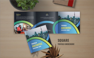 Business square trifold brochure or Modern square trifold brochure template design layout