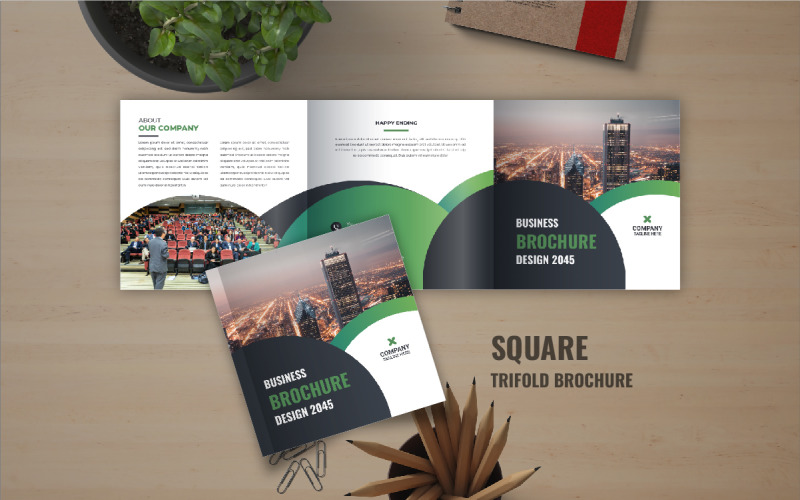 Business square trifold brochure or Modern square trifold brochure template design Corporate Identity