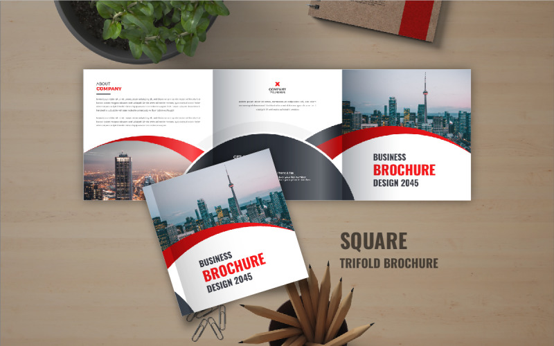 Business square trifold brochure or Modern square trifold brochure template layout Corporate Identity