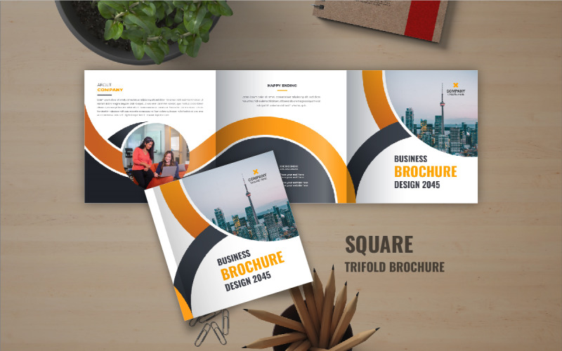 Business square trifold brochure or Modern square trifold brochure template Corporate Identity