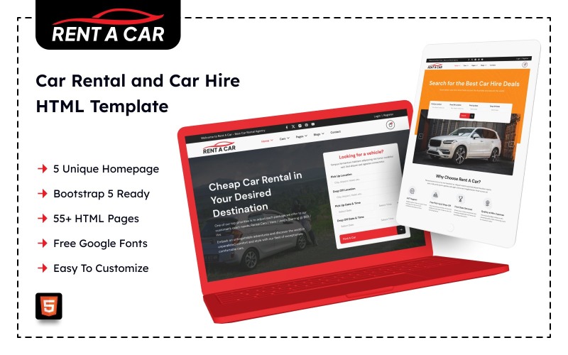 Car Rental and Hire HTML Template - Rent A Car Website Template