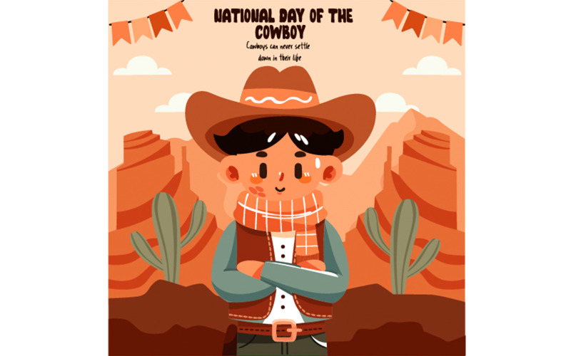 Cowboy Day Celebration (flat design) Illustration