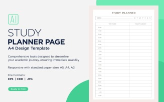 Study Planning Page, Planner Sheet, Design Template 01