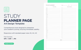 Study Planning Page, Planner Sheet, Design Template 02
