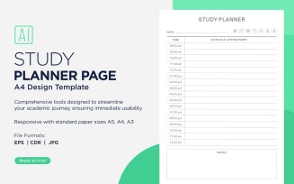 Study Planning Page, Planner Sheet, Design Template 05