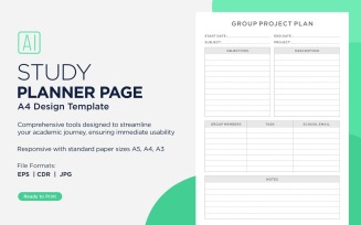Group Project Plan Study Planning Page, Planner Sheet, Design Template 02