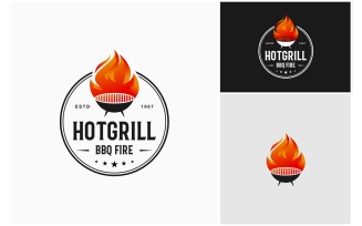 Hot Grill Pan BBQ Barbecue Logo