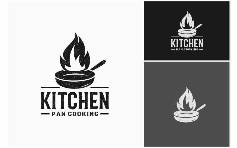 Pan Cooking Fire Flame Logo Logo Template
