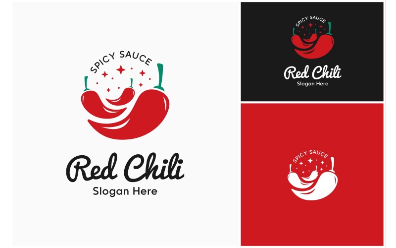 Red Chili Pepper Spicy Logo Logo Template