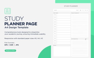 Study Planning Page, Planner Sheet, Design Template 06