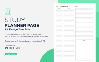 Study Planning Page, Planner Sheet, Design Template 12