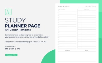 Study Planning Page, Planner Sheet, Design Template 14