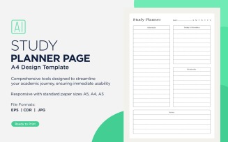 Study Planning Page, Planner Sheet, Design Template 20