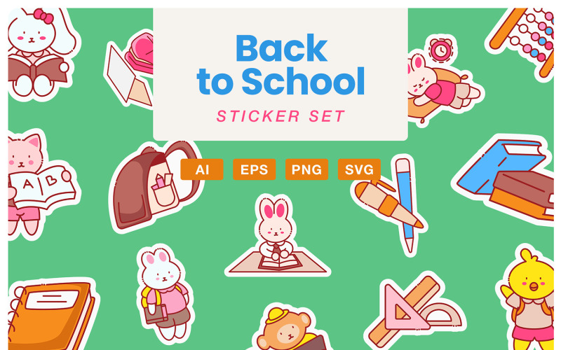 Back to School Sticker Set Illustration