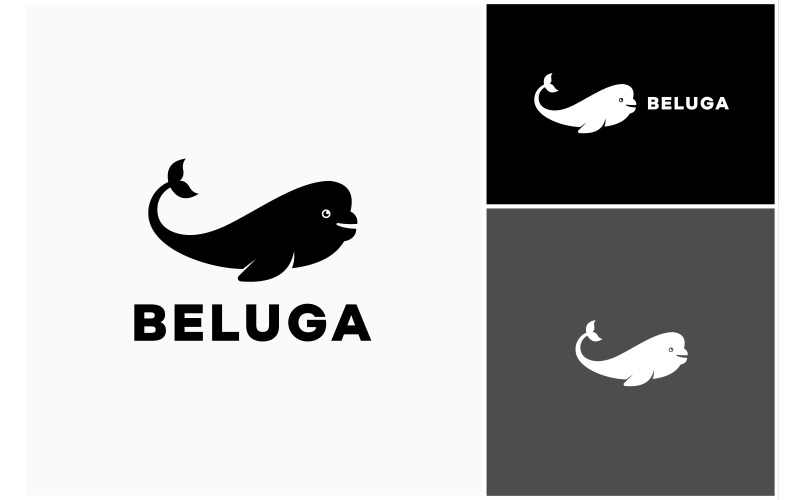 Beluga Whale Silhouette Logo Logo Template