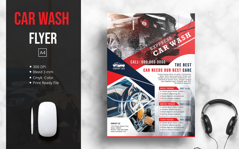 Car Wash Flyer Template . Ms Word and Photoshop Corporate Identity