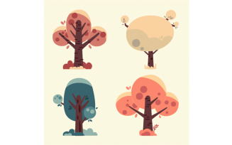 Colorful Type Trees Elements Collection