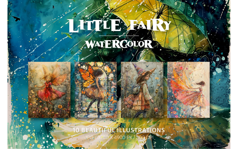 Little fairy. Watercolor. Wall Art. Illustration