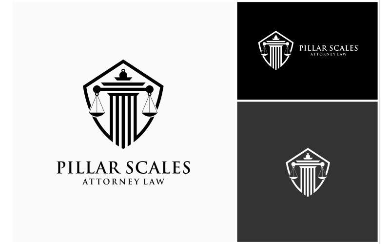 Pillar Justice Scale Law Shield Logo Logo Template