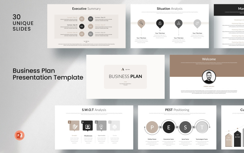 Business Plan Presentation Template Layout. PowerPoint Template