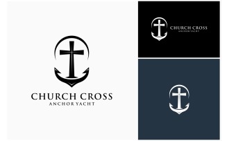 Church Cross Anchor Nautical Logo