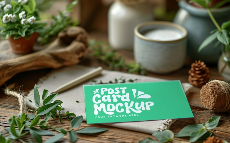 Greeting Mockup Envelope Pine Cone & Leaves 45 Product Mockup