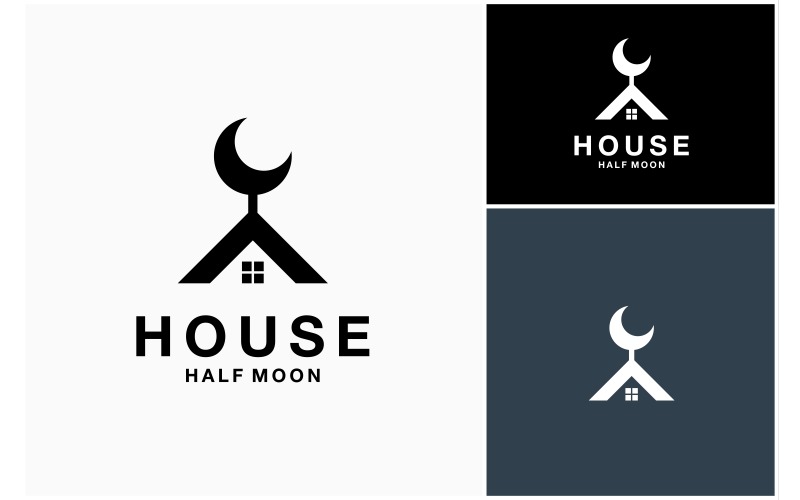 House Roof Crescent Moon Logo Logo Template