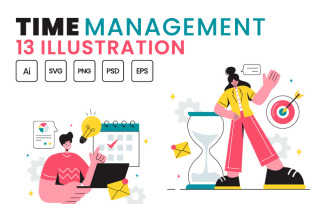 13 Time Management Planning Vector Illustration