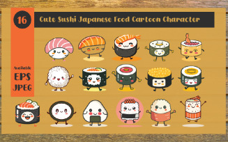 16 Cute Sushi Japanese Food Cartoon Character