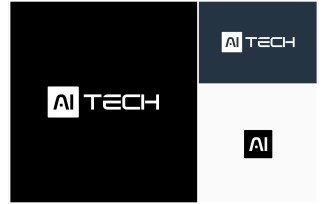 Letter AI Tech Futuristic Font Logo
