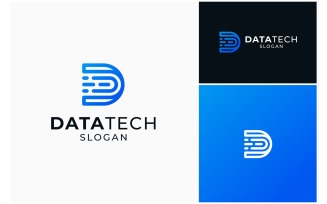 Letter D Data Tech Solution Logo