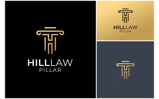Letter H Pillar Gold Logo