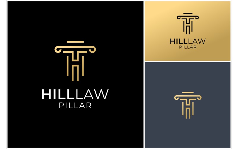 Letter H Pillar Gold Logo Logo Template