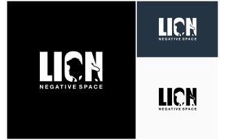 Lion Negative Space Text Logo