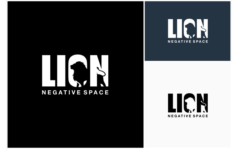 Lion Negative Space Text Logo Logo Template