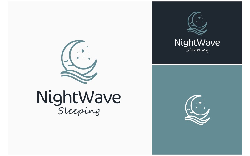 Sleep Moon Dream Wave Logo Logo Template
