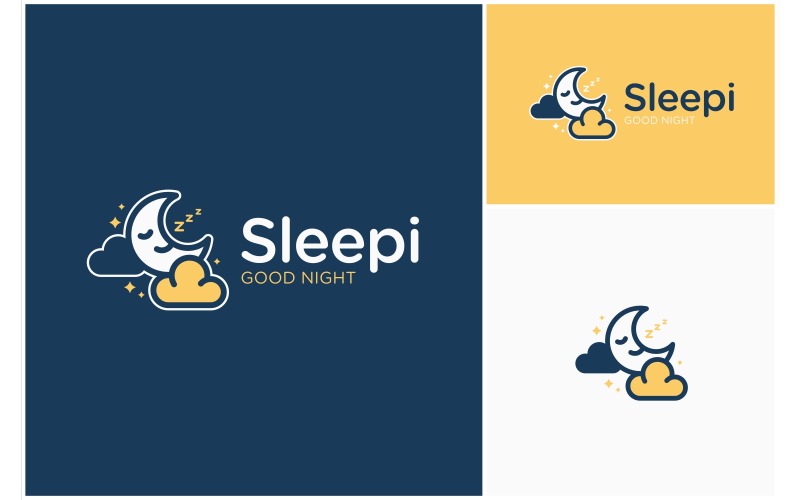 Sleeping Moon Cloud Dream Logo Logo Template