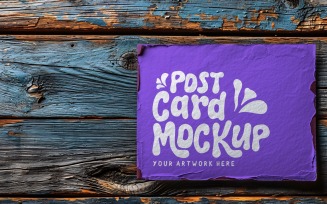 Card Mockup Paper flatlay On the rustic wood 107