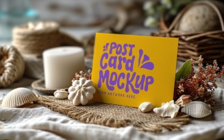 Greeting Card Mockup with Candle & Dried Flowers 125
