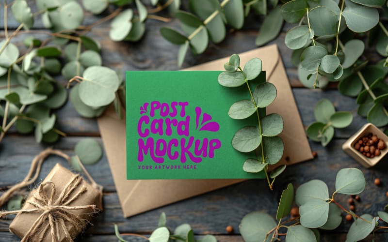 Greeting Mockup On the Envelope & Plant Branches 75 Product Mockup