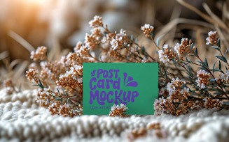 Paper Card Mockup With Dried Flowers on the Cloth 85
