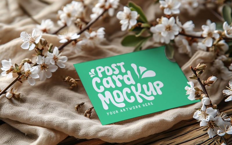 Post card Mockup with dried Flowers 135 Product Mockup