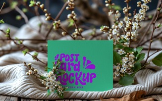 Post card Mockup with vase & dried Flowers 137