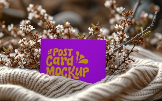 Post card Mockup with vase & dried Flowers 138