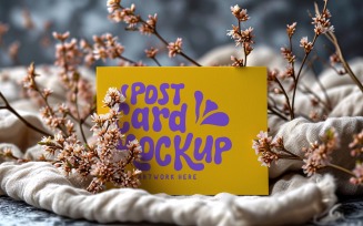 Post card On the Dried Flowers Card Mockup 111