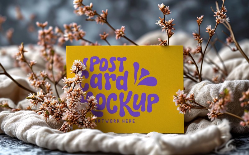 Post card On the Dried Flowers Card Mockup 111 Product Mockup