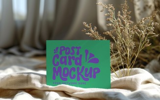 Post card On the Dried Flowers Card Mockup 112