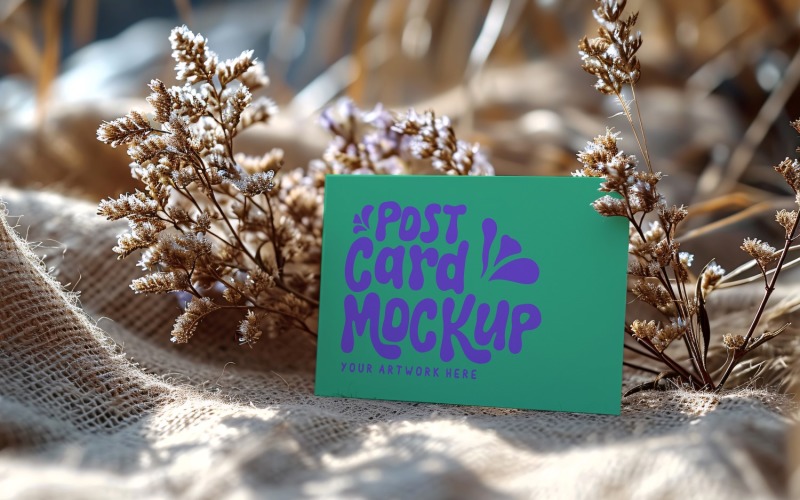 Post card On the Dried Flowers Card Mockup 79 Product Mockup