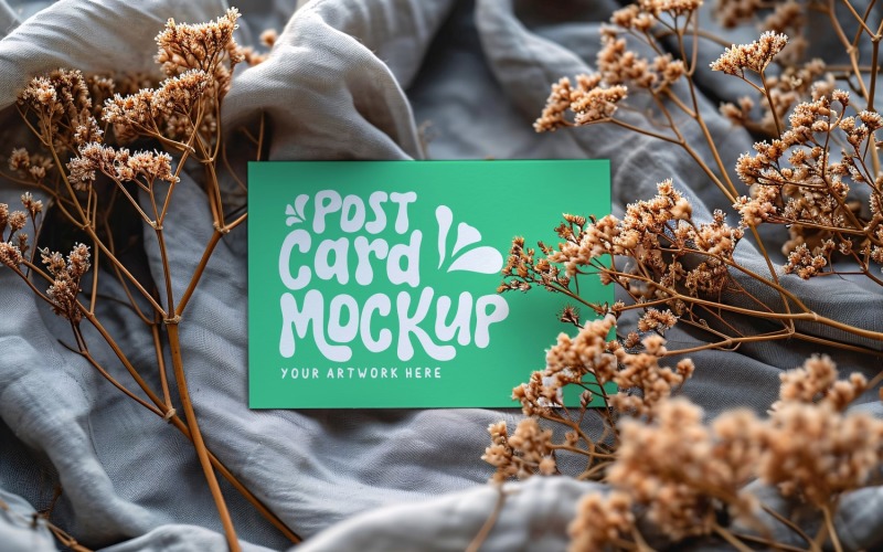 Post card On the Dried Flowers Card Mockup 80 Product Mockup