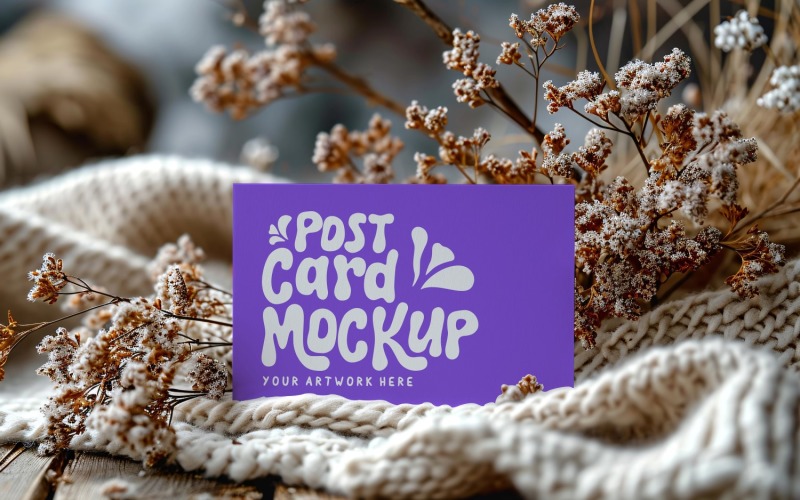 Post card On the Dried Flowers Card Mockup 81 Product Mockup